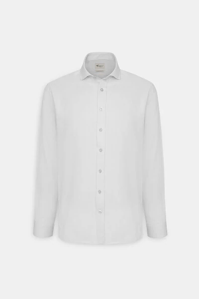 Erkaklar uchun oq rangli Slim Fit tor kesilgan italyan yoqali qo'lqopli ko'ylak - 6