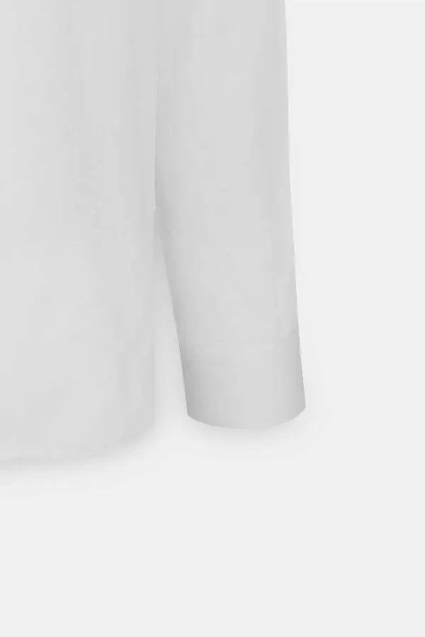 Erkaklar uchun oq rangli Slim Fit tor kesilgan italyan yoqali qo'lqopli ko'ylak - 8