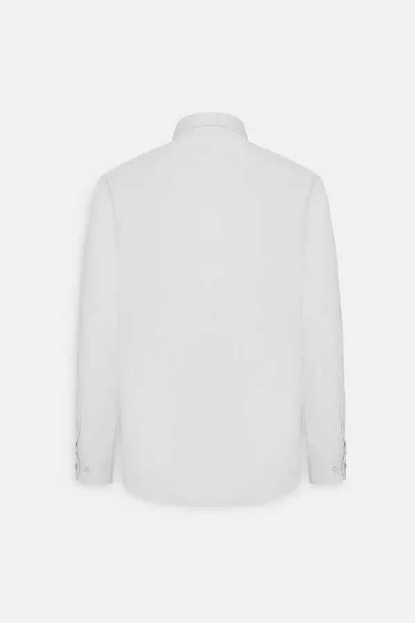 Erkaklar uchun oq rangli Slim Fit tor kesilgan italyan yoqali qo'lqopli ko'ylak - 9