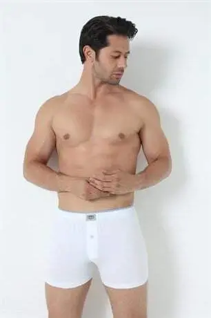 Erkaklar uchun oq rangli tugmali bokser 3 dona to'plam 100% paxta mato - 9