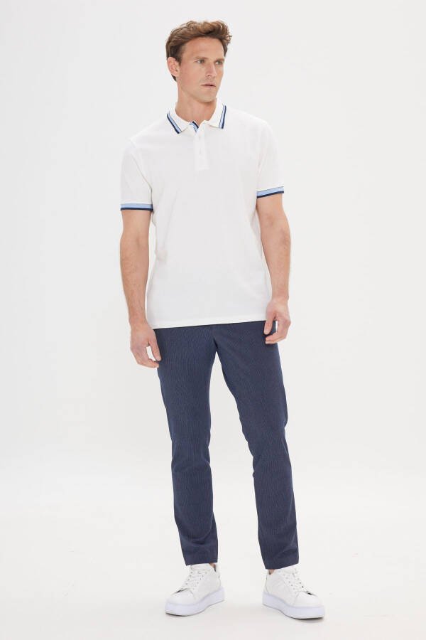 Erkaklar uchun Oq Slim Fit Tor Kesim %100 Paxta Polo Yaxali Futbolka - 2