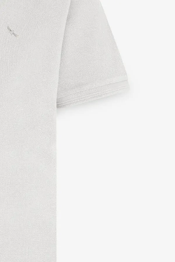 Erkaklar uchun oq, slim fit, tor kesim, polo yoqali, 100% paxtadan qisqa yengli futbolka. - 8