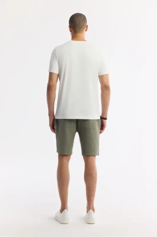 Erkaklar uchun oq Ultrasoft krujka bo'yinli oddiy muntazam o'lchamli Modal T-shirt B001171 - 4