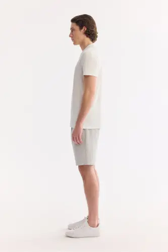 Erkaklar uchun oq Ultrasoft krujka bo'yinli oddiy muntazam o'lchamli Modal T-shirt B001171 - 4