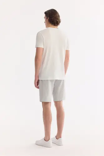 Erkaklar uchun oq Ultrasoft krujka bo'yinli oddiy muntazam o'lchamli Modal T-shirt B001171 - 5