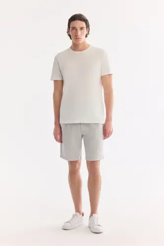 Erkaklar uchun oq Ultrasoft krujka bo'yinli oddiy muntazam o'lchamli Modal T-shirt B001171 - 6