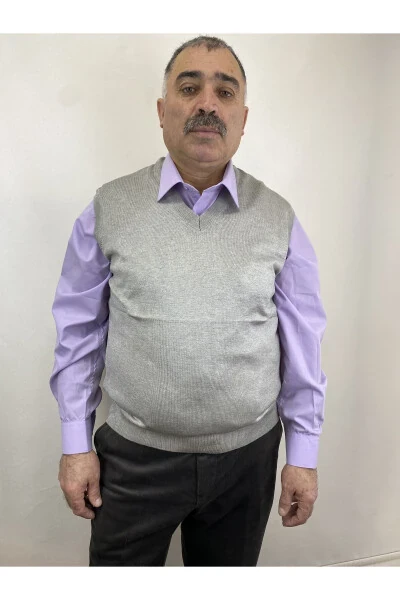 Erkaklar uchun o'rta yosh va undan katta yoshdagilar uchun bo'sh kesilgan ingichka jun trikotaj kardigan sviteri - ECALAMODE