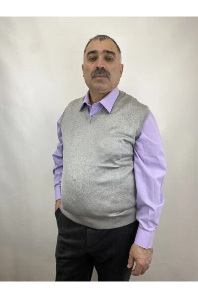 Erkaklar uchun o'rta yosh va undan katta yoshdagilar uchun bo'sh kesilgan ingichka jun trikotaj kardigan sviteri - ECALAMODE (1)