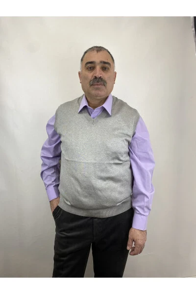 Erkaklar uchun o'rta yosh va undan katta yoshdagilar uchun bo'sh kesilgan ingichka jun trikotaj kardigan sviteri - 3