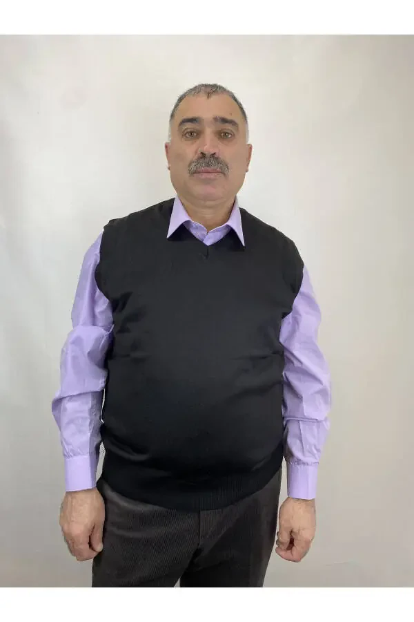 Erkaklar uchun o'rta yosh va undan yuqori yoshdagi erkin kesimli ingichka jun triko dadasi sviteri - 2