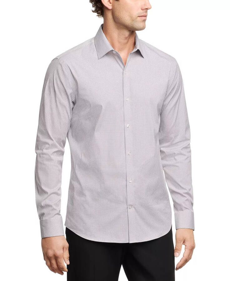 Erkaklar uchun ortiq ingichka silliq Stretch Dress Shirt Wine Multi - 1