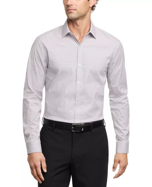 Erkaklar uchun ortiq ingichka silliq Stretch Dress Shirt Wine Multi - 3