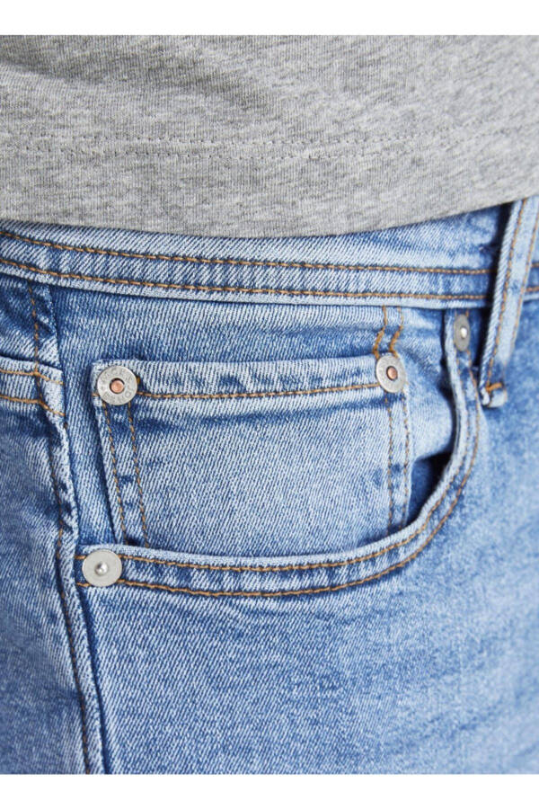 Erkaklar uchun past bel skinny fit to'g'ri denim jinsi shim. - 1