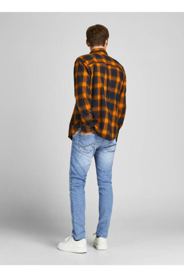 Erkaklar uchun past bel skinny fit to'g'ri denim jinsi shim. - 4