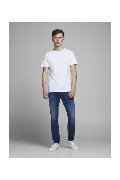 Erkaklar uchun past bel skinny fit to'g'ri denim jinsi shimlari. - 4