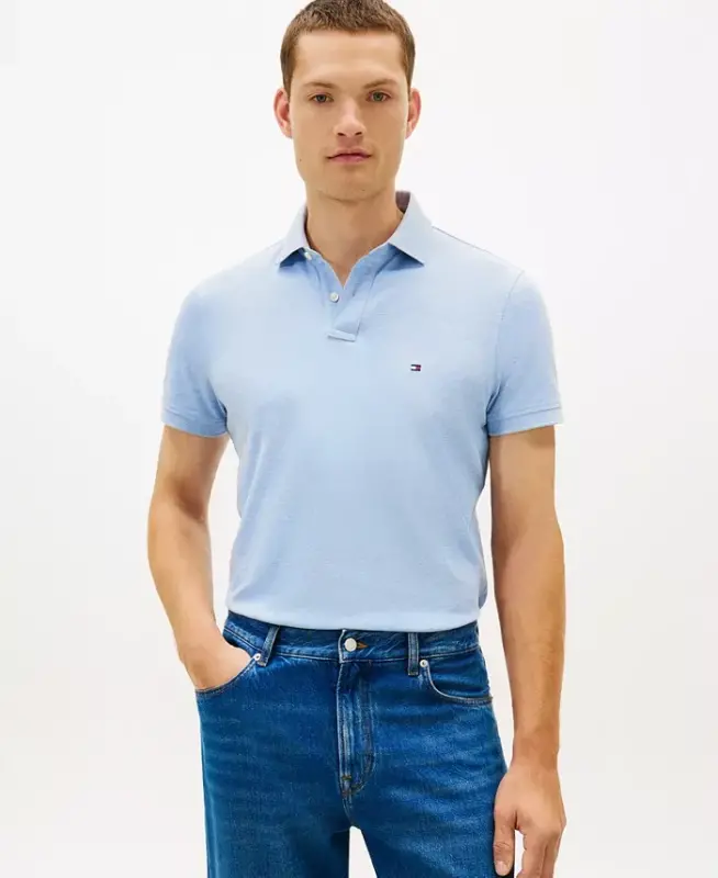 Erkaklar uchun paxta klassik kesimli 1985 Polo – kema ko'k rangli - TOMMY HILFIGER