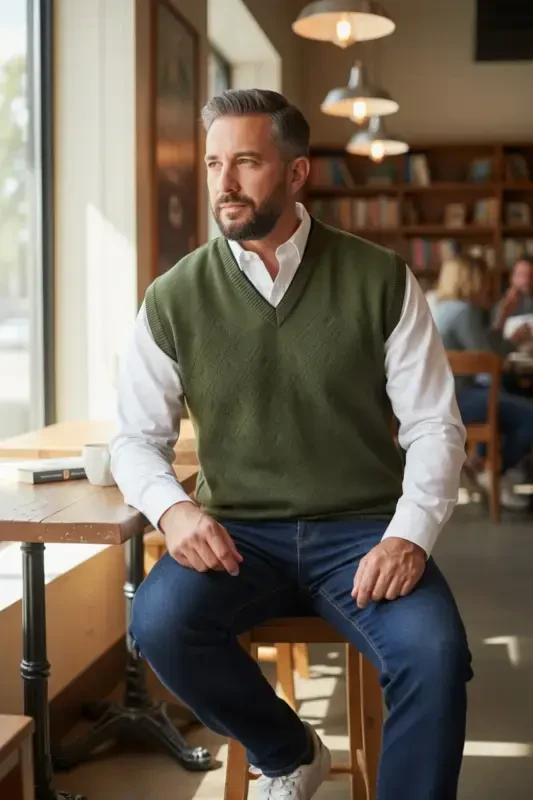 Erkaklar uchun po'lat to'quv interlok qishki qalin trikotaj V bo'yinli trikotaj ko'ylagi to'kilmaydigan dad ko'ylagi o'lchamdagi - KAMALI