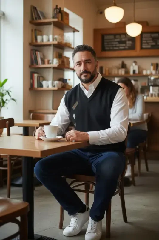 Erkaklar uchun po'lat triko interlok qishki qalin triko V bo'yinli triko to'qilgan to'kilmaydigan ota-ona ko'ylagi - 6