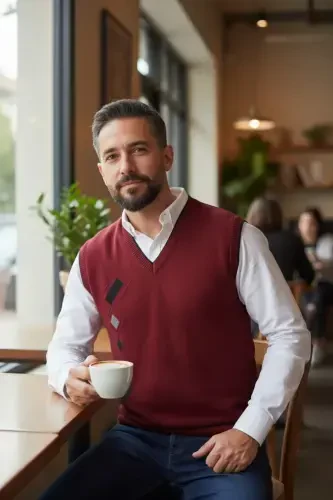 Erkaklar uchun po'lat triko interlok qishki qalin triko V bo'yinli triko to'qish bo'lmagan Dad sviter - 5