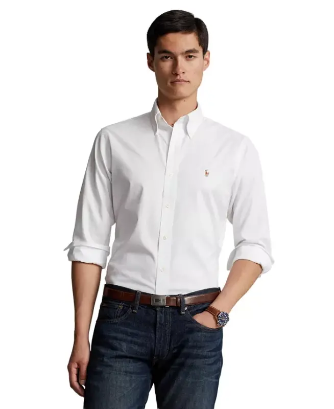 Men's Purepress Cotton Oxford Shirt-White - 1