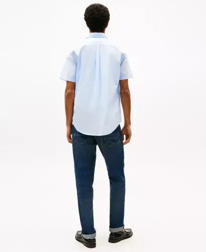 Erkaklar uchun qisqa yengli Flex Poplin oddiy kesimli ko'ylak - Shirin moviy - TOMMY HILFIGER (1)