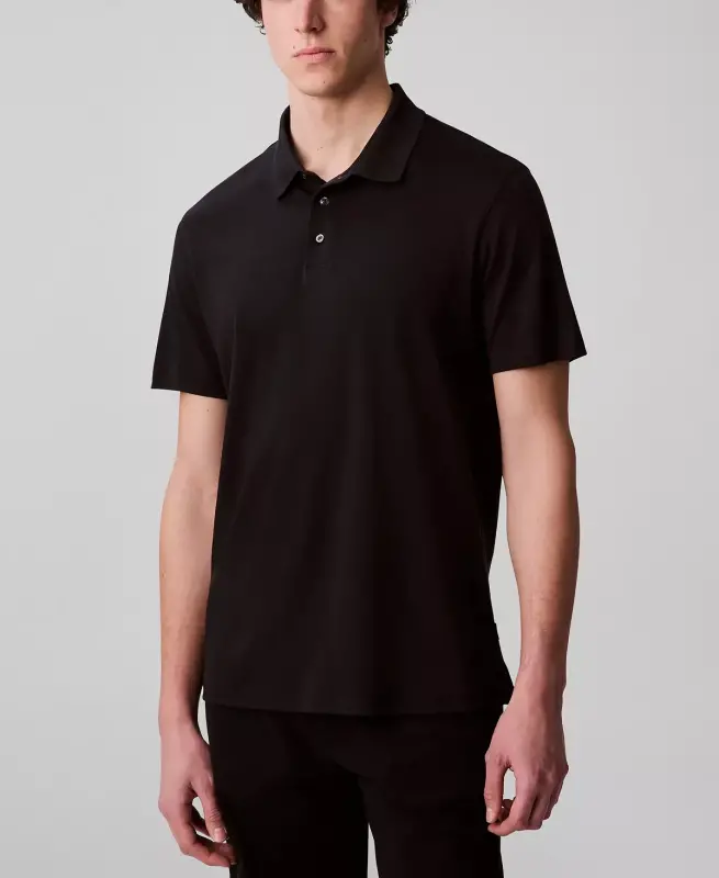 Men's Short Sleeve Supima Cotton Polo Shirt-Black - 1