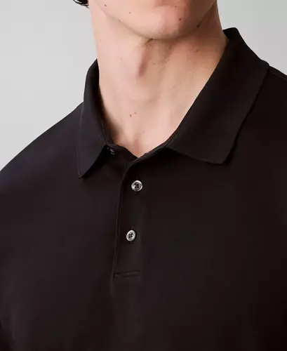 Men's Short Sleeve Supima Cotton Polo Shirt-Black - 3