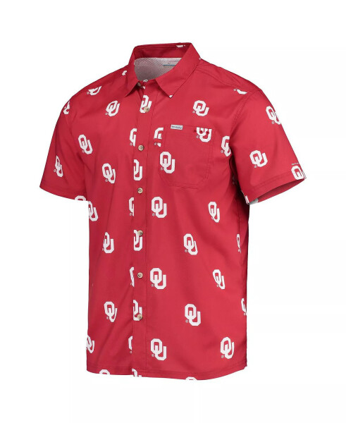 Erkaklar uchun Qizil Oklahoma Sooners Super Slack Tide Omni-Shade Tugmachali Ko'ylak Qizil - 3