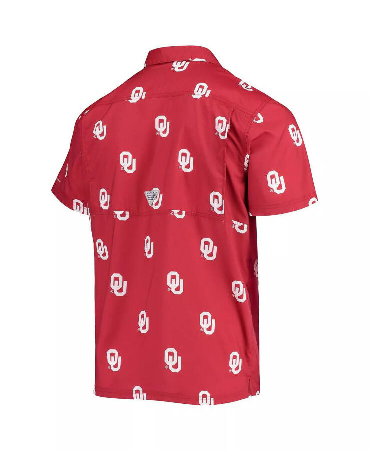 Erkaklar uchun Qizil Oklahoma Sooners Super Slack Tide Omni-Shade Tugmachali Ko'ylak Qizil - 4