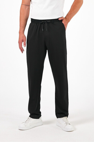 Erkaklar uchun qora baggy to'g'ri oyoqli keng kesilgan yozgi qulay 100% paxta shim - THE RULE