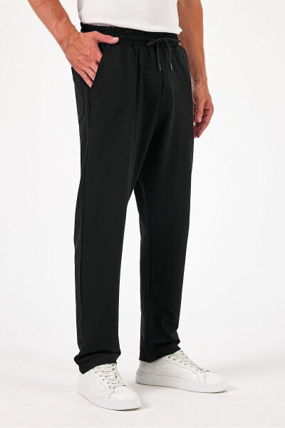 Erkaklar uchun qora baggy to'g'ri oyoqli keng kesilgan yozgi qulay 100% paxta shim - THE RULE (1)