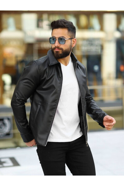 Erkaklar uchun qora charm ko'ylagi - BASEL.CO