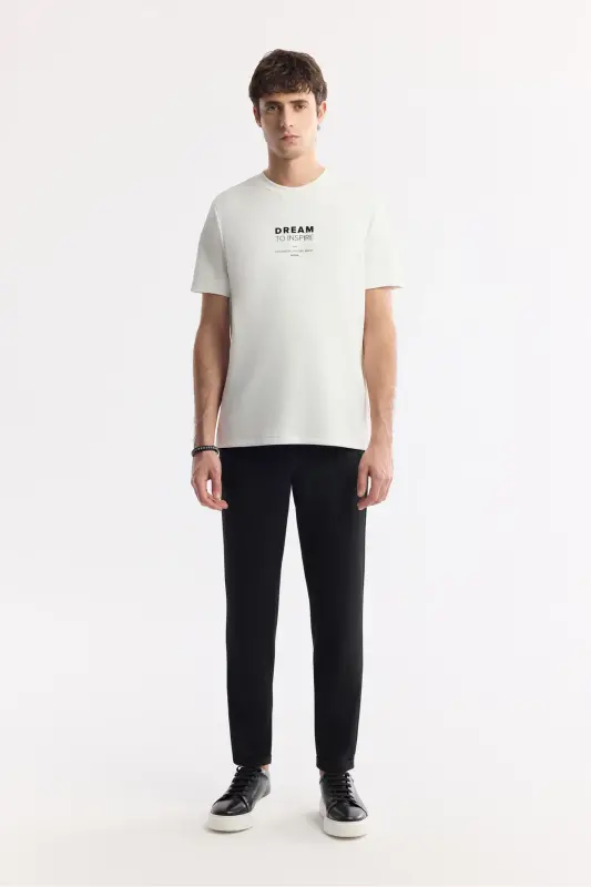 Erkaklar uchun qora Nora Slim Fit Chino shimlari, yon bel qismi elastik va gofrilangan mato bilan B003033 - 6