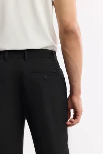 Erkaklar uchun qora rangli Comfort Slim Fit yon cho'ntakli Bi Stretch - 5