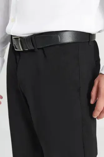 Erkaklar uchun qora rangli kanvas slim fit tor kesilgan yon cho'ntakli chino shimlari - 7