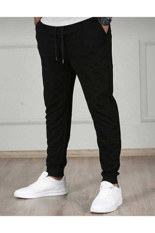 Erkaklar uchun qora rangli Slim Fit Jogger sport shimlari - 2