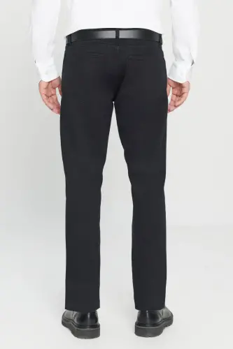 Erkaklar uchun qora rangli slim fit tor kesilgan 5 cho'ntakli paxta kanvas cho'ziluvchan chino shimlari - 7