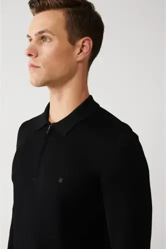 Erkaklar uchun qora rayonli trikotaj ko'ylagi - AVVA (1)