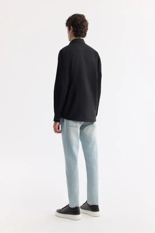Erkaklar uchun qora tugmali yoqa ko'ylak 100% paxta Oxford Regular Fit B002034 - 5
