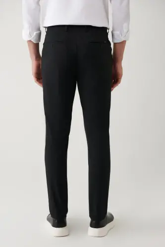 Erkaklar uchun qora yon cho'ntakli suv o'tkazmaydigan Bi-Stretch Slim Fit kostyum shim A41y3230 - 4