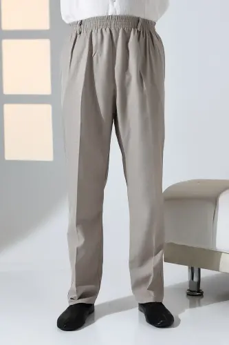 Erkaklar uchun qulay kеsimli, еlastik kamarli, cho'ntakli, hajj va umra matosidan tikilgan shimlar - Tuproq rangi - 4