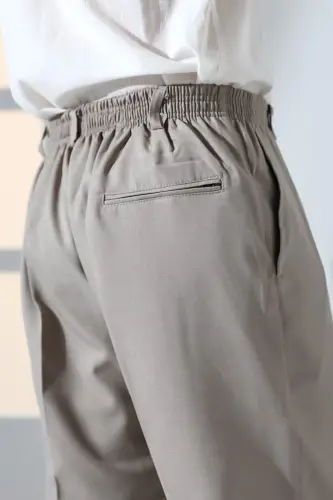 Erkaklar uchun qulay kеsimli, еlastik kamarli, cho'ntakli, hajj va umra matosidan tikilgan shimlar - Tuproq rangi - 6