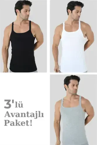 Erkaklar uchun rang-barang yupqa ipli ko'ylak, 100% paxta, 3 dona to'plam - 3