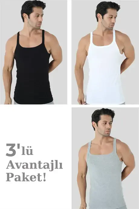 Erkaklar uchun rang-barang yupqa ipli ko'ylak, 100% paxta, 3 dona to'plam - 3