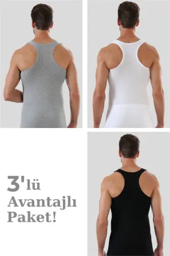 Erkaklar uchun Rangli Sportchi Atlet Ribana 100% paxta 3 li paket - 1