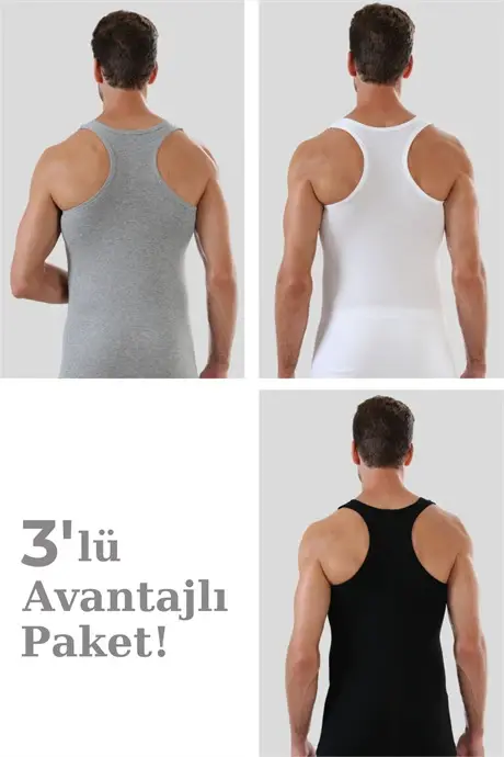 Erkaklar uchun Rangli Sportchi Atlet Ribana 100% paxta 3 li paket - 1