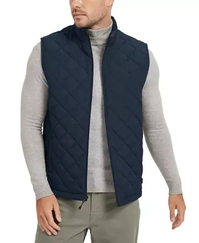 Erkaklar uchun rombsimon qavrilgan klassik jilet, Modazone uchun yaratilgan - Hawke Navy - 1