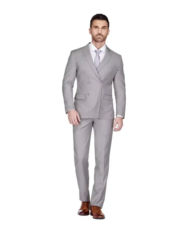 Erkaklar uchun Slim Fit 2 qismli ikki qatorli kostyum - 3