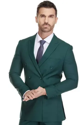 Erkaklar uchun Slim Fit ikki qismli ikki qatorli kostyum - GINO VITALE (1)