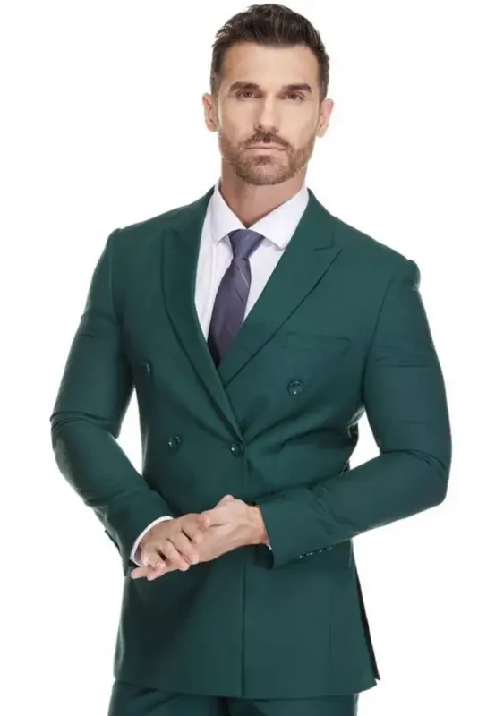 Erkaklar uchun Slim Fit ikki qismli ikki qatorli kostyum - 2